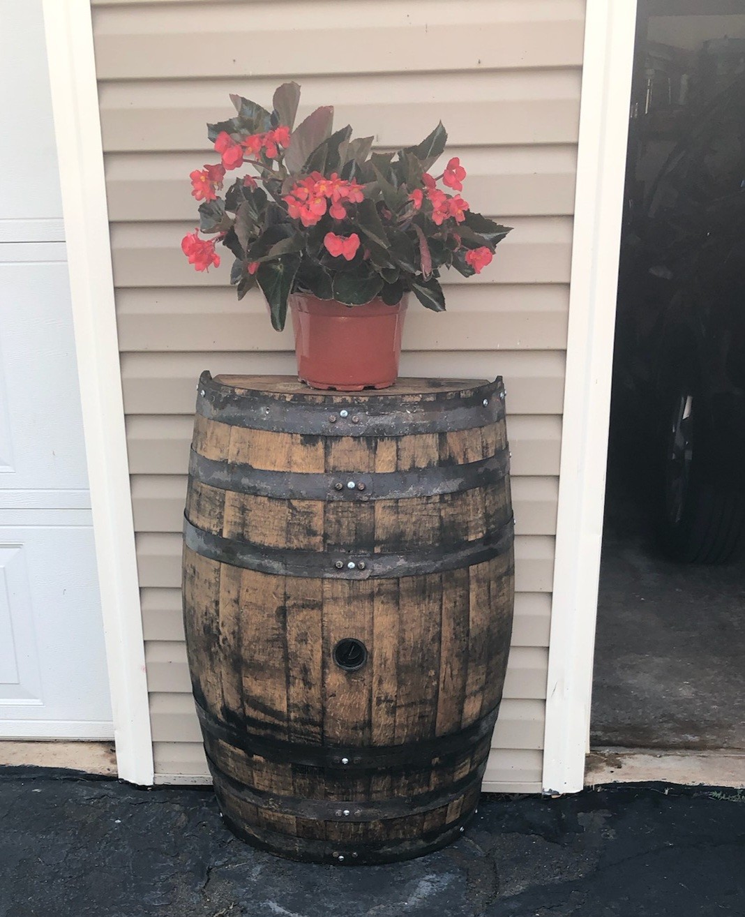 Whiskey Barrel Cut In Half Vertically Half Whiskey Barrels Oxford