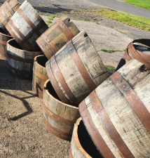 Bourbon and Whiskey Half Barrels
